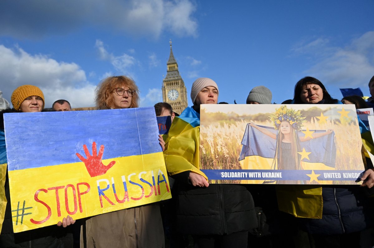 Ukraine Supporters at a Demonstration in London,U.K.