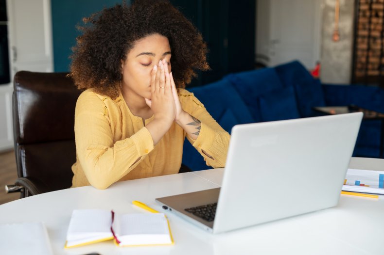 Woman stressed at work