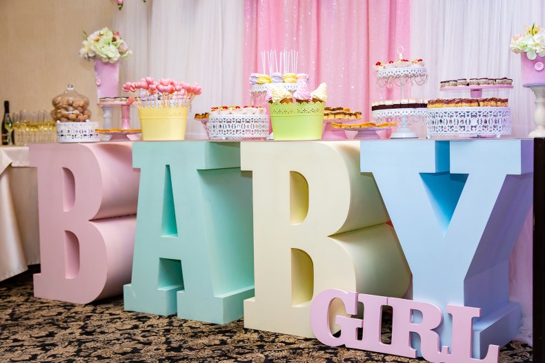 Table made from the words "baby girl"