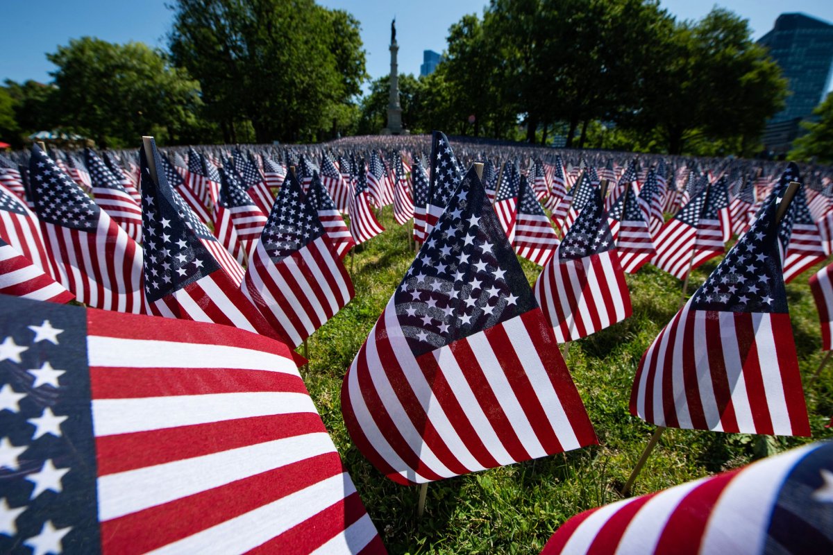 American flags on Memorial Day