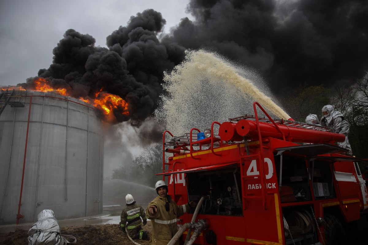 Flames Engulf Russian Oil Refineries After Possible Drone Attacks