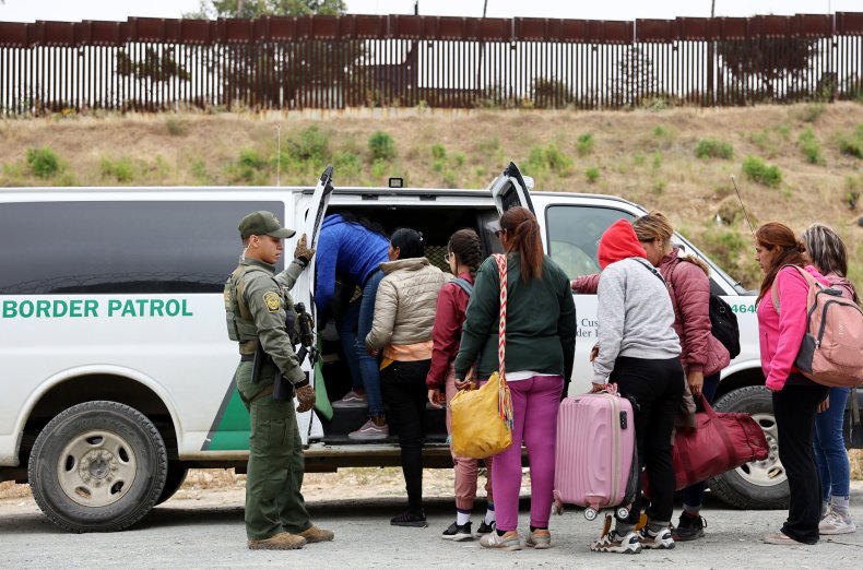 Migrants board van near southern border California