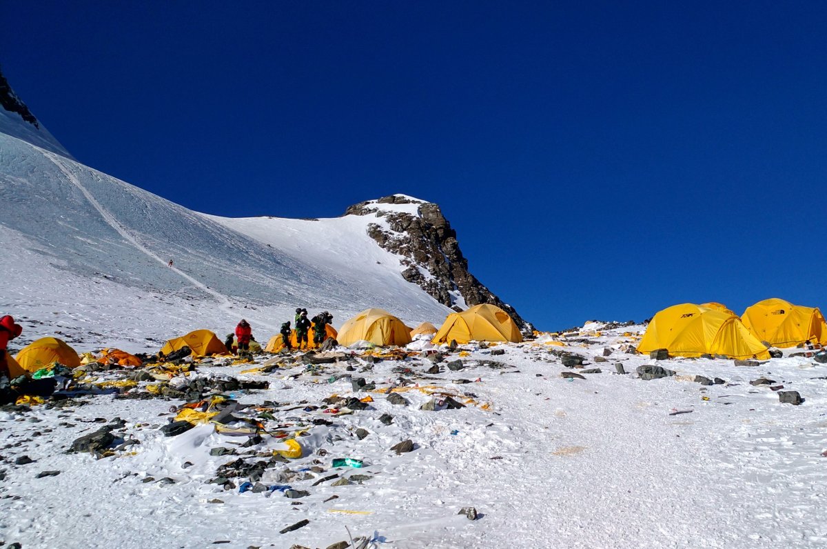 Garbage on Mount Everest in May 2018.