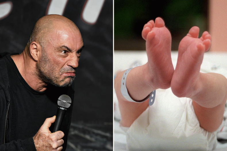 Joe Rogan doing standup and baby