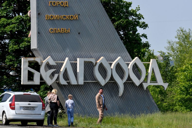 Dấu hiệu thành phố Belgorod Nga được chụp vào tháng Năm