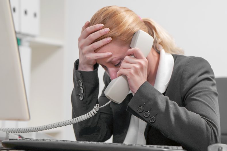 woman stressed on phone