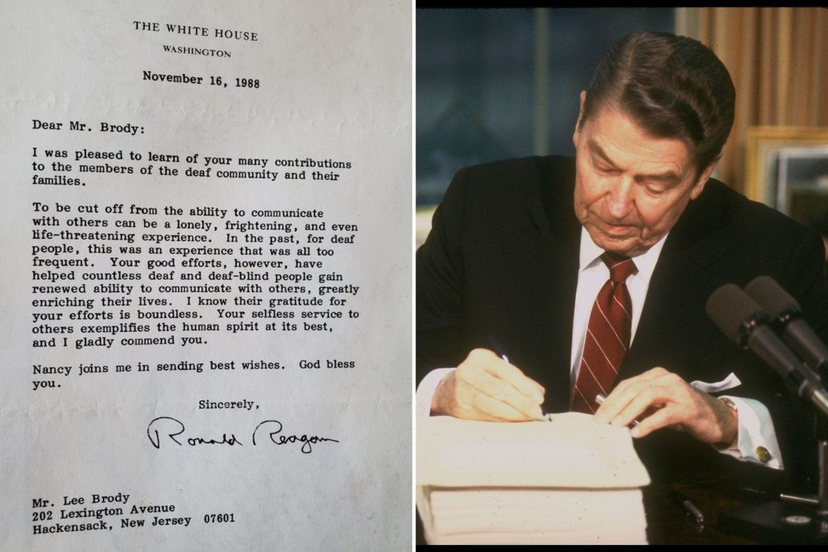 Ronald Reagan signing bill and letter