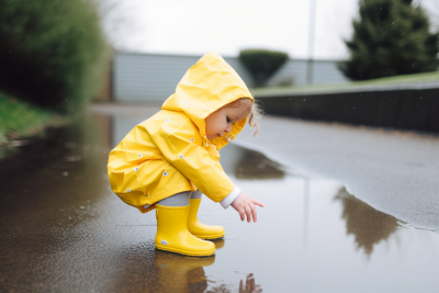 Child in puddle