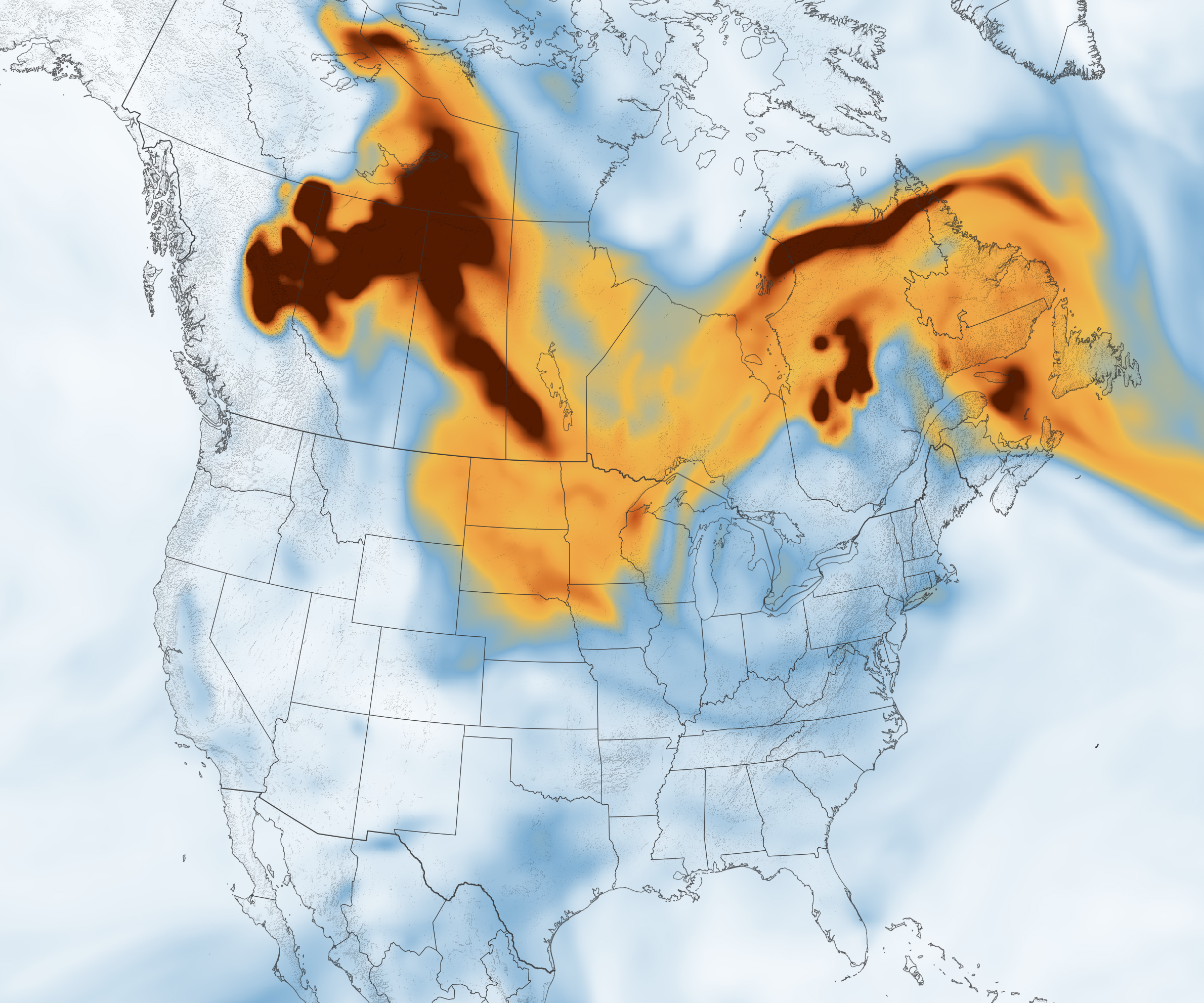 Space Satellite Images Show Wildfire Smoke Engulfing Midwest U.S.