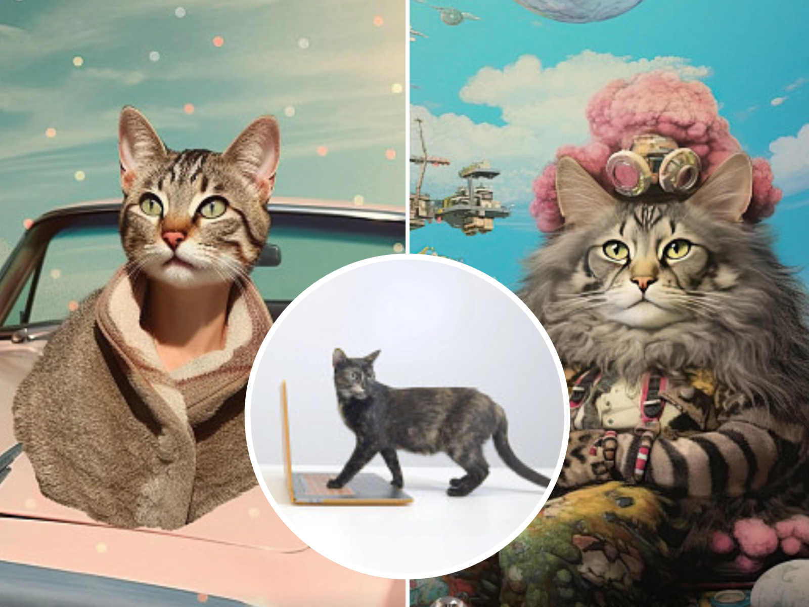 Astonished Cat Fishing - Incredible Surprise Catch, AI Art Generator