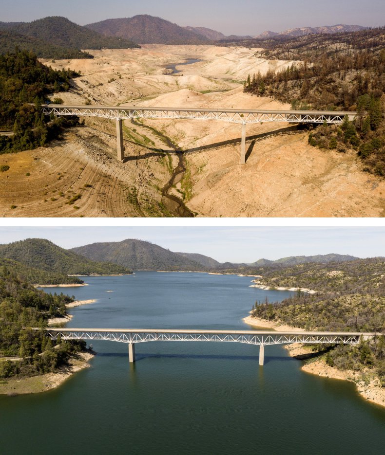 Lake Oroville drought before and after