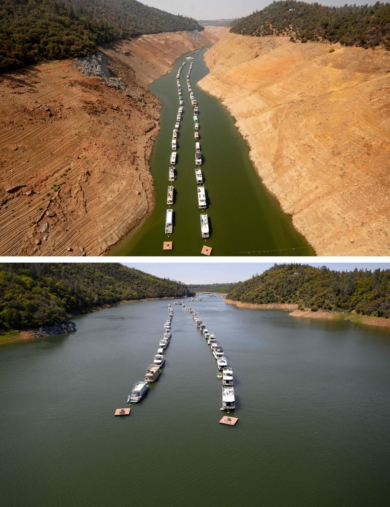 Lake Oroville drought before and after