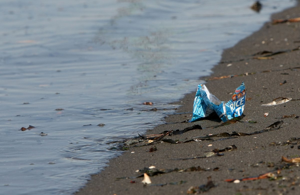 Food wrapper in ocean