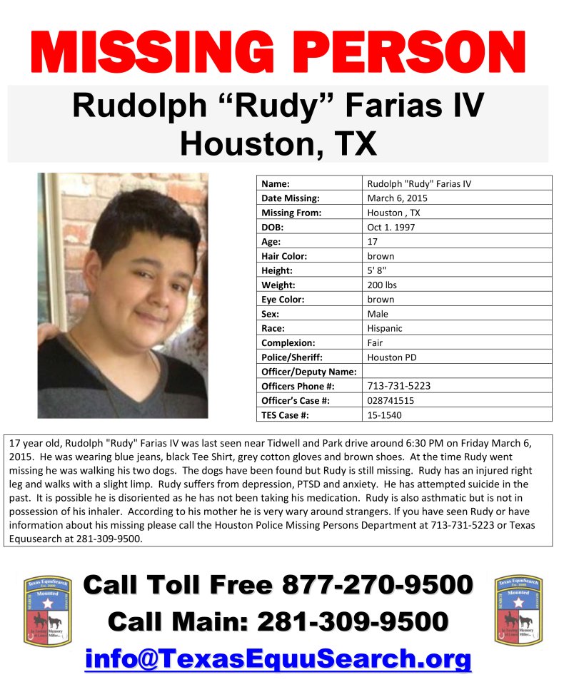 Rudolph "Rudy" Farias IV Missing Poster