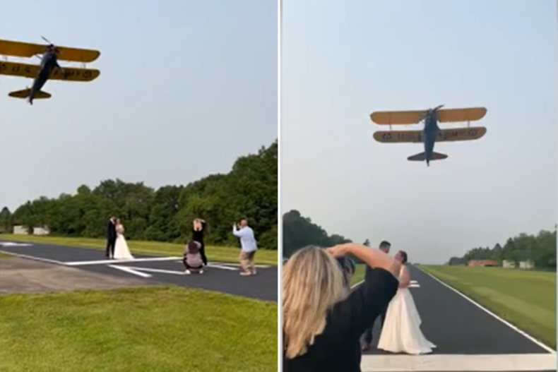 Wedding photographer captures flyover