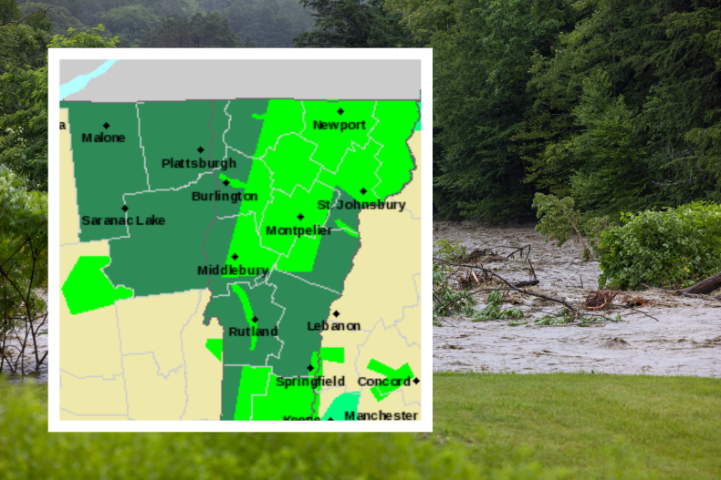 Vermont Flood Map Shows Areas With Catastrophic Impact Expected