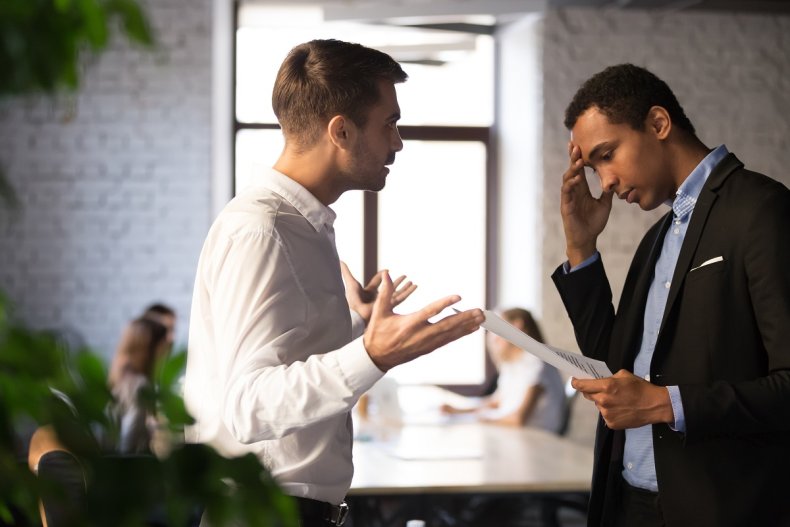 Employee speaking with boss