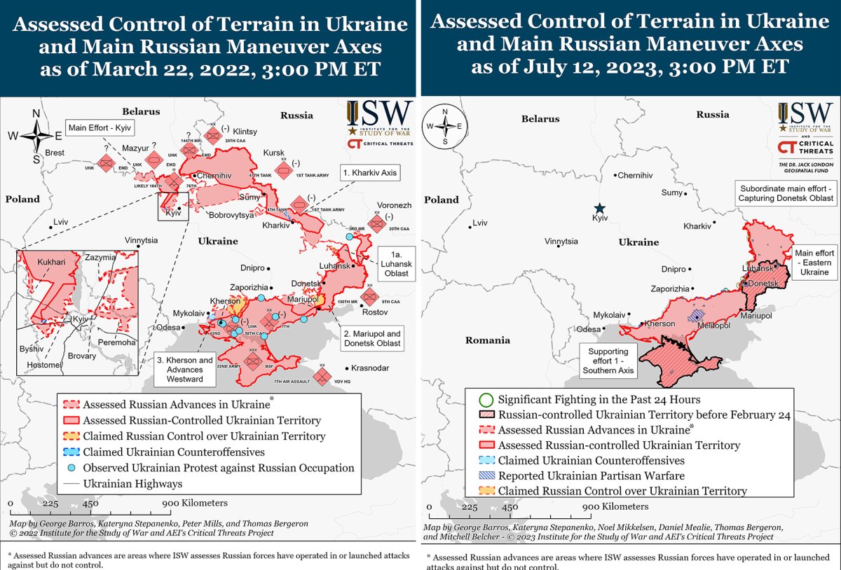 Maps show where Russia gained, lost territory since start of Ukraine war