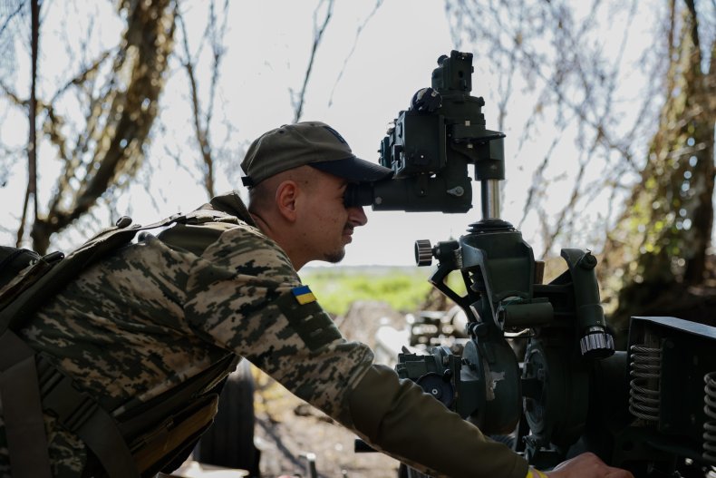 Ukrainian gunner with M777 howitzer near Bakhmut