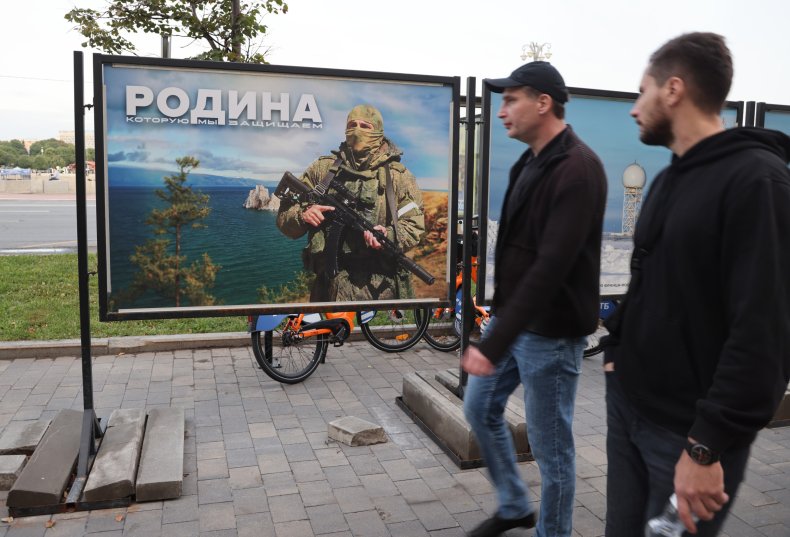 Russian military recruitment poster in Moscow