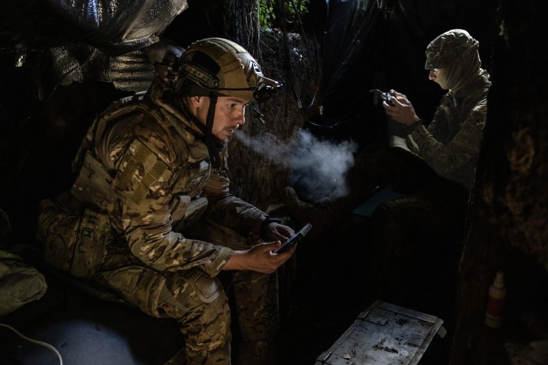 Ukraine drone operators in Bakhmut Donetsk trench