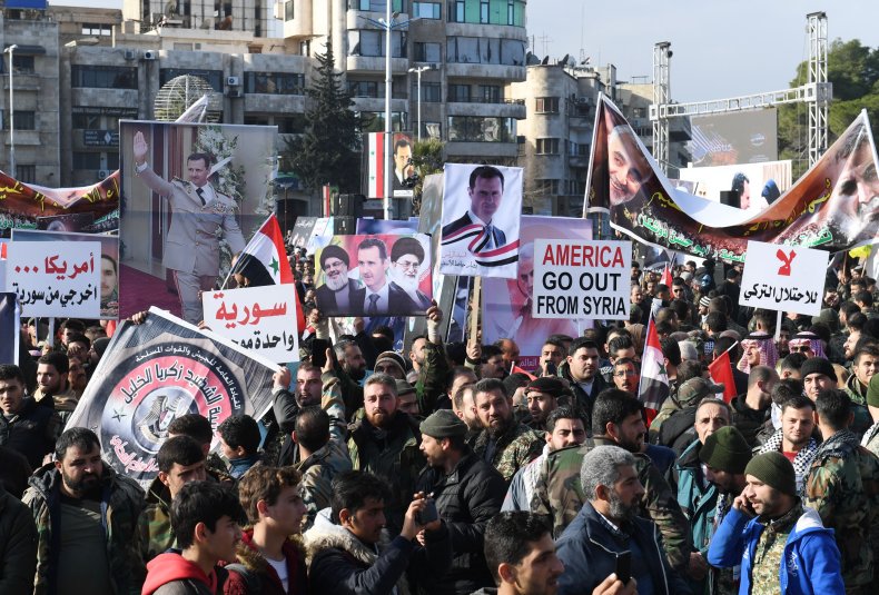Pro, Iran, Syria, protest, against, Soleimani, killing