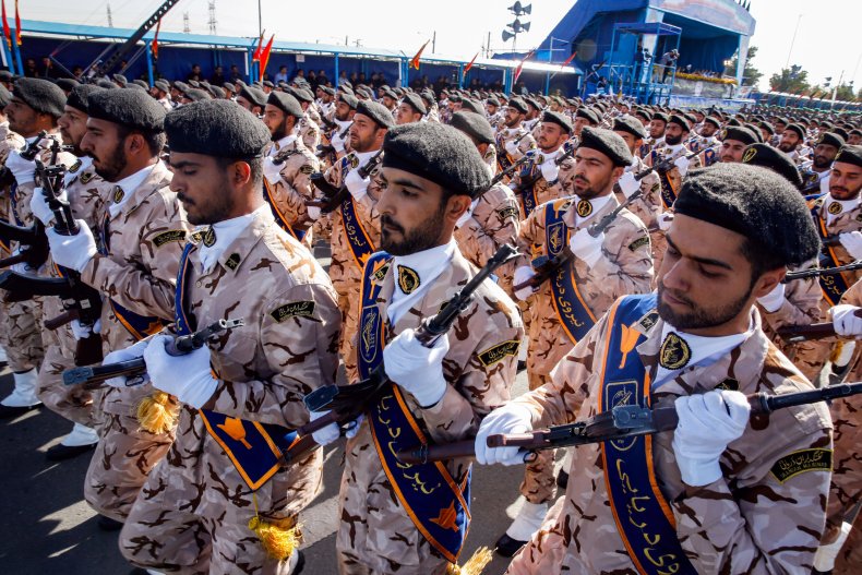 Iran, IRGC, forces, march, in, Tehran, parade