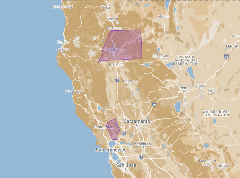 Map E.coli California