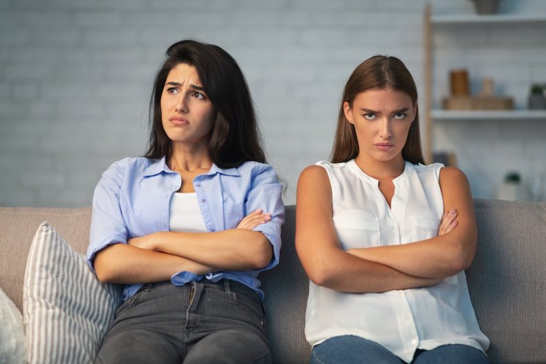 two women looking angry together