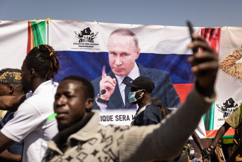 Burkina, Faso, rally, supporting, Russia, against, France
