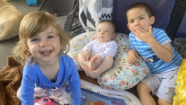 Mattie Shiels, 2 and baby Conrad