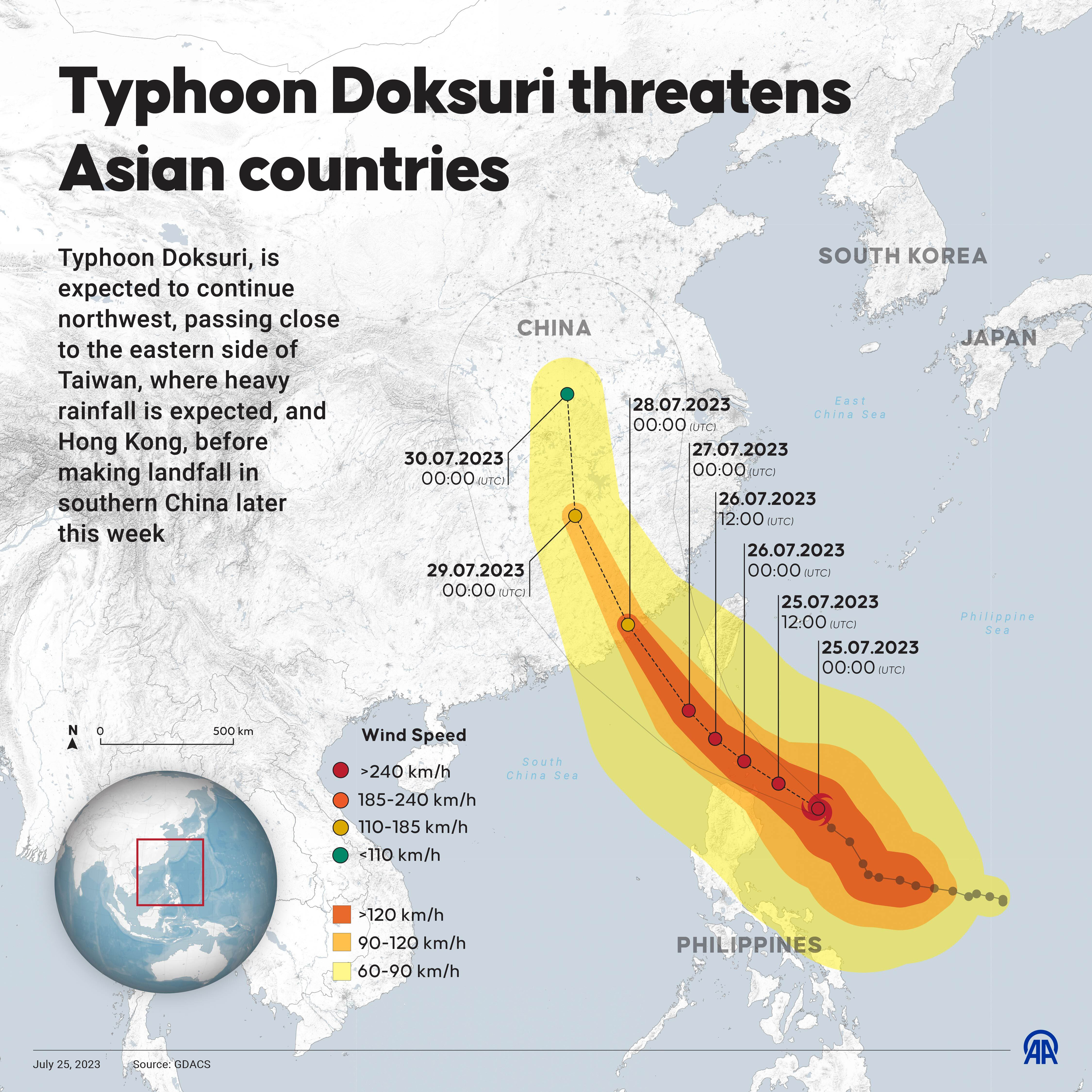 Taiwan Scrambles To Secure Sunken Cargo Ship Before Typhoon Doksuri Hits