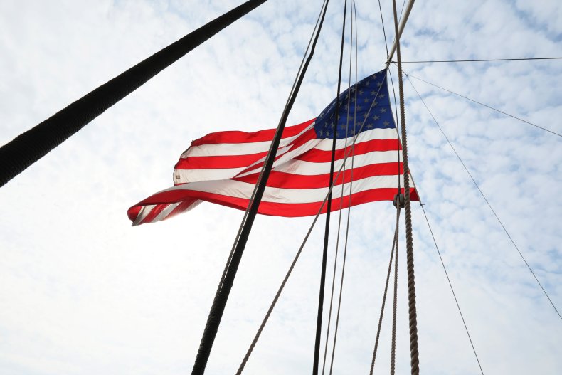 An American flag is seen waving