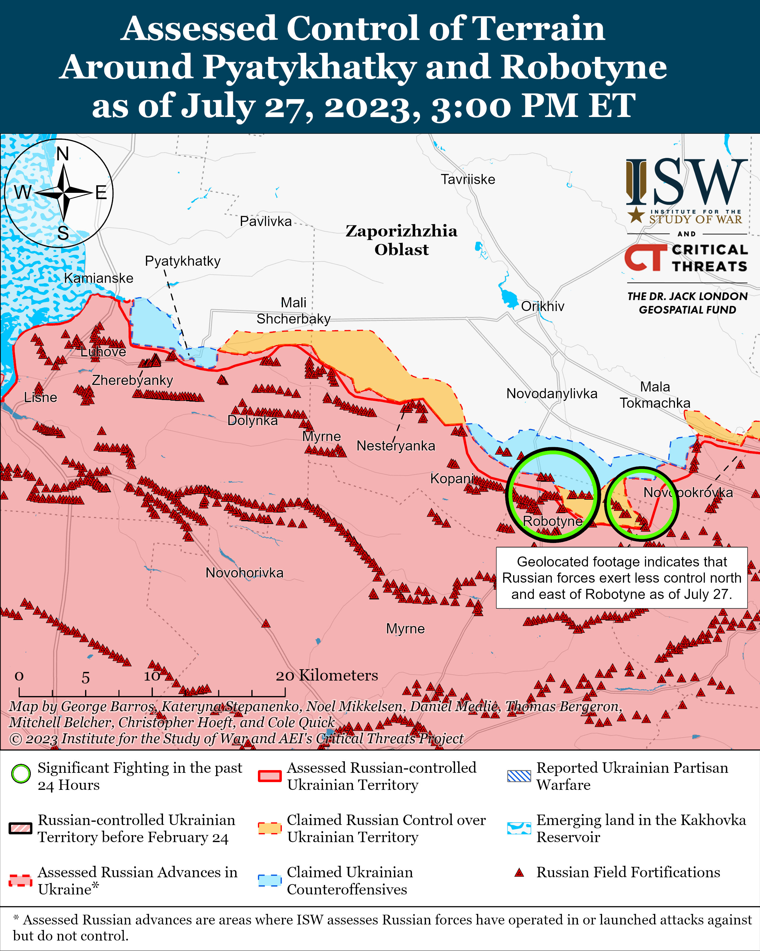 ISW map showing Ukraine advance in Zaporizhzhia