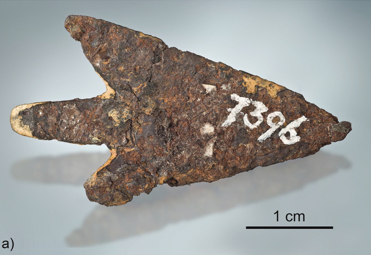 An ancient arrowhead made from meteoritic iron