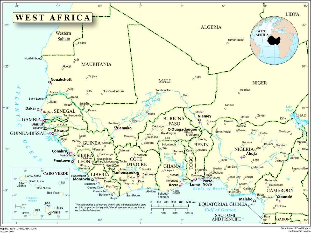 United, Nations, map, of, West, Africa, countries
