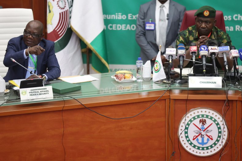 Nigeria, defense, chief, at, ECOWAS, Niger, meeting