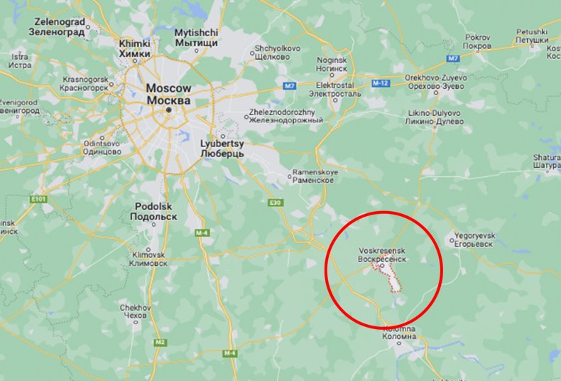 Map Showing Voskresensk, Russia 