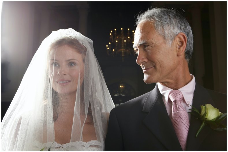 stock image of a father and bride