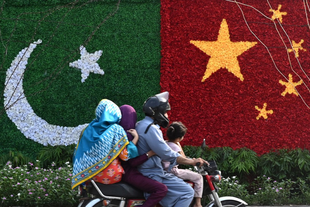 Pakistan, China, flags, on, Economic, Corridor, anniversary