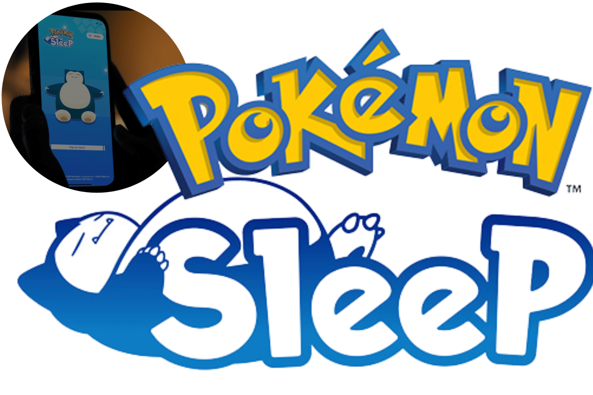 Pokemon Sleep app with inset of app