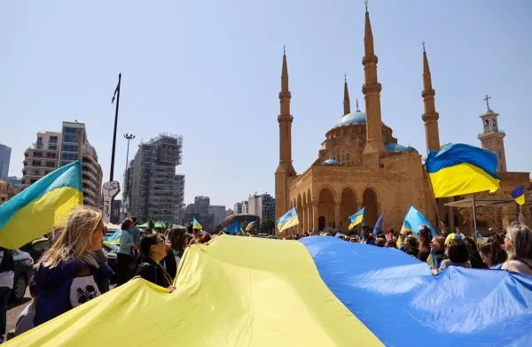 Pro, Ukraine, rally, against, Russian, in, Lebanon