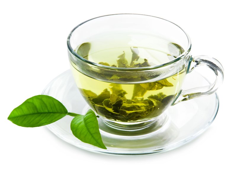 A cup of green tea.
