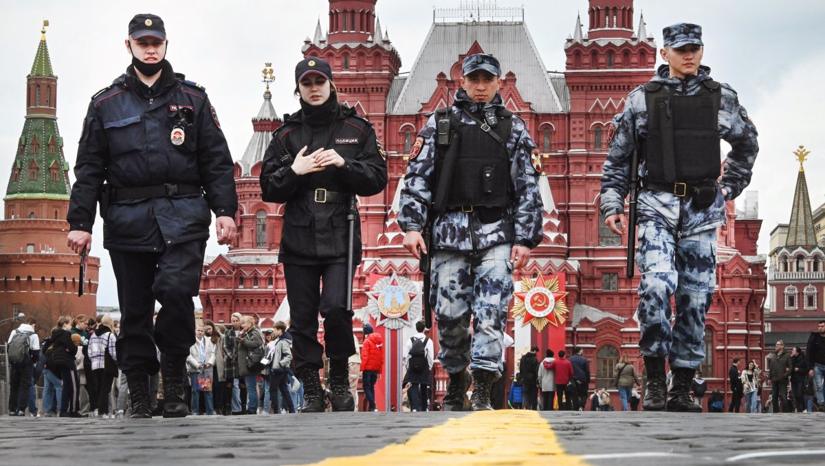 Russian police patrols Red Square in Moscow