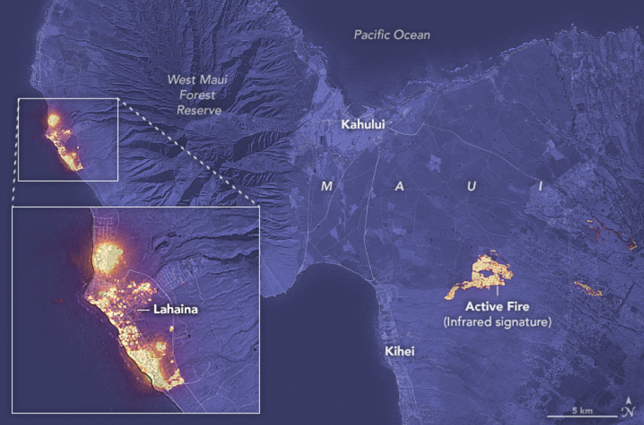 Maui Fires Pictured From Space By NASA Satellite   Maui Fires Nasa 