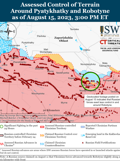 Mappa ISW che mostra i guadagni ucraini a Zaporizhzhia