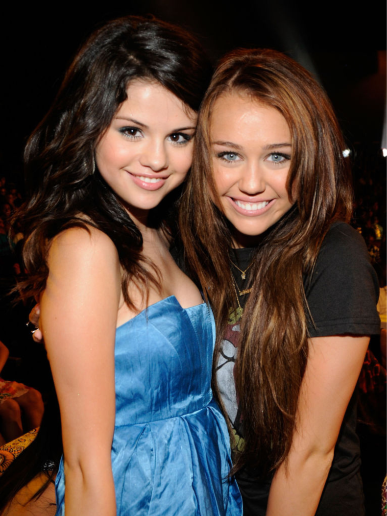 Selena Gomez and Miley Cyrus in 2008