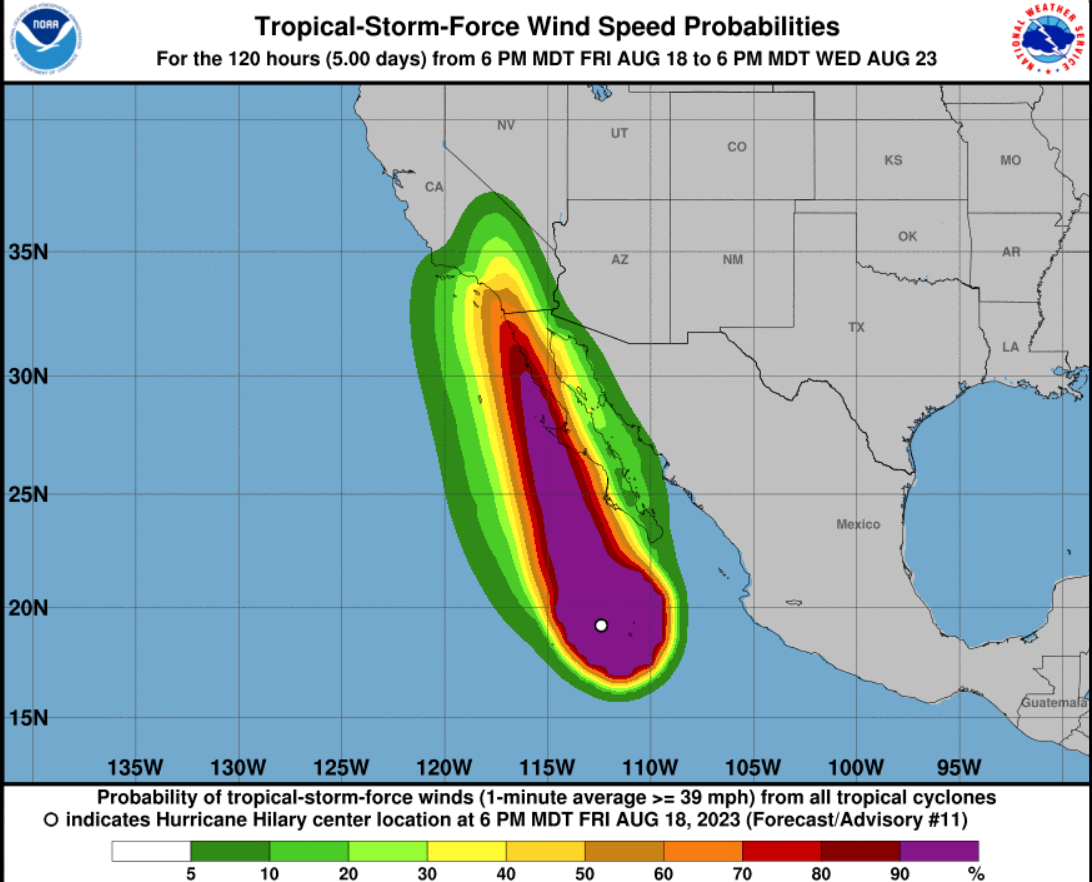 Hurricane Hilary Tracker, Maps Forecast Times Wind Will Hit California