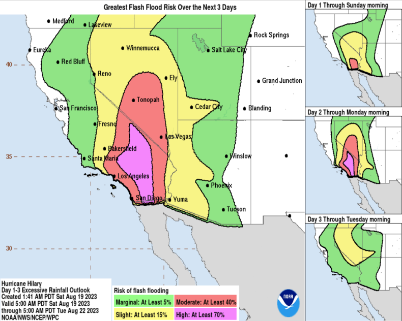 Mappa del National Hurricane Center per Hillary