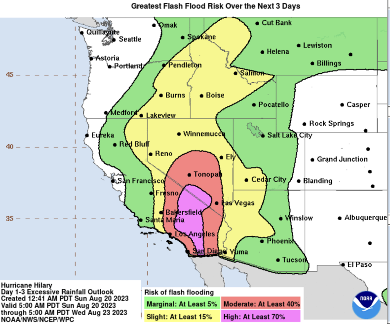 Flash flood risk from Hilary